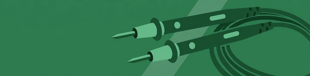 Stilisierte Grafik in Grüntönen: Zwei kabelgebundene Spannungsprüfer