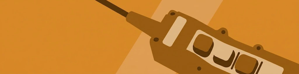 Illustration einer kabelgebundenen Fernbedienung für einen Kran